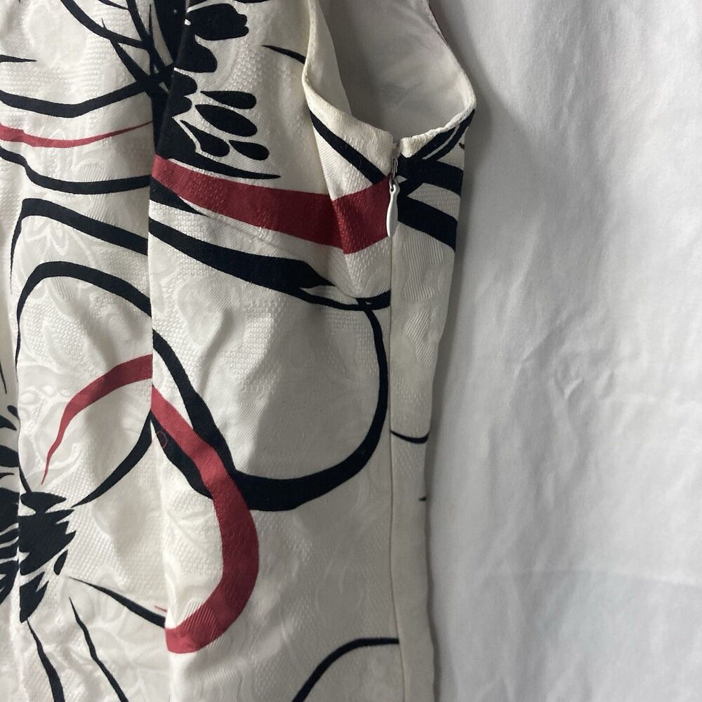 ANN TAYLOR white black red floral sleeveless shift dress 6P - Picture 4 of 9